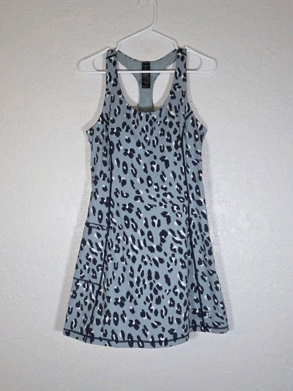 Sweaty Betty Women's Leopard Print Racerback Athletic Dress Built in Shorts Med